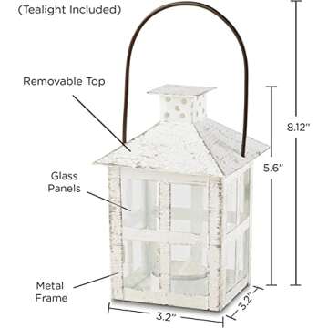 Kate Aspen White Rustic Lantern - Vintage Candle Holder