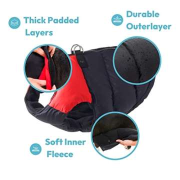 Gooby Padded Vest Dog Jacket - Warm Water Resistant Fleece