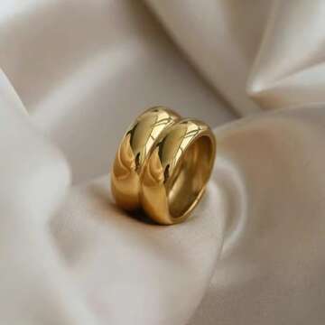 Harry and Henry Chunky Gold Rings for Women Non Turnish Gold Plated Rings That Don't Tarnish Chunky Rings Simple Stackable Band Rings Jewelry Minimalist Gold Jewelry for Women