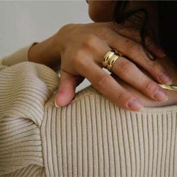 Harry and Henry Chunky Gold Rings for Women Non Turnish Gold Plated Rings That Don't Tarnish Chunky Rings Simple Stackable Band Rings Jewelry Minimalist Gold Jewelry for Women