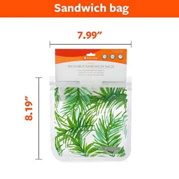 Full Circle Ziptuck Reusable Sandwich Bag - Multi-Use Leak-Free Food-Safe Storage Bag, BPA-Free – Set of 2 Sandwich Bags, Palm Leaves