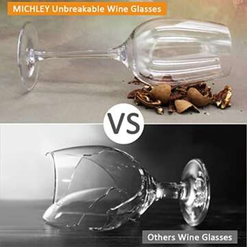 MICHLEY Floating Wine Glasses for Pool Unbreakable Tritan Plastic Red Wine Glasses with Stem Poolside Floating Cups 12.5 OZ, Dishwasher Safe, Set of 6