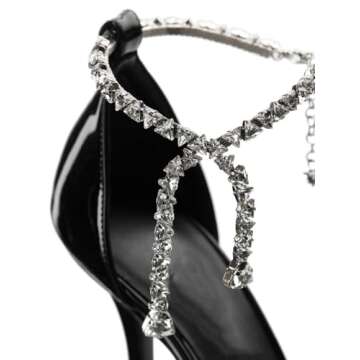 Kapxumo Women's Stiletto Heels Slingback Pumps - Pointed Closed Toe Ankle Rhinestone Strappy Buckle ...