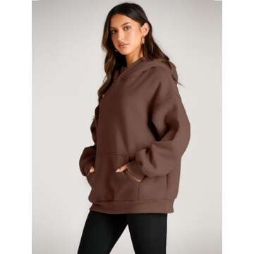 Trendy Queen Womens Oversized Hoodies Fleece Sweatshirts Sweaters Spring Outfits 2025 Pullover Fall Winter Clothes Coffee L