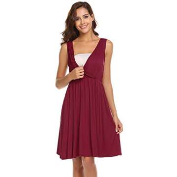 Ekouaer 3 in 1 Labor/Delivery/Hospital Gown Sleeveless Maternity Nursing Nightgown Sleepwear for Bre...