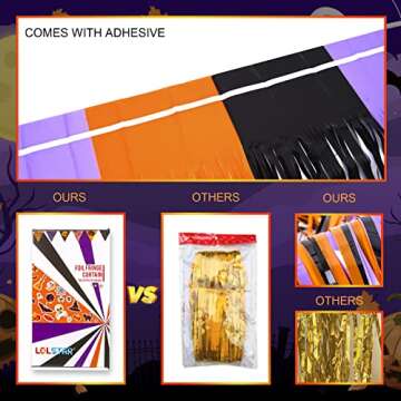 LOLStar 3 Pack Foil Fringe Curtains for Halloween Party