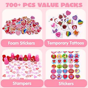 JOYIN 700+ Pcs Valentines Day Party Favor Supplies Craft Set, Foam Stickers for Kid, Tattoos, Stampe...