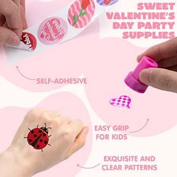 JOYIN 700+ Pcs Valentines Day Party Favor Supplies Craft Set, Foam Stickers for Kid, Tattoos, Stampers & Stickers for Decorations, Photo Props, School Classroom Holiday Exchange Game Prizes, Art Craft