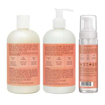 SheaMoisture Curl and Shine Shampoo and Conditioner, and Hair Mousse For Curly, Frizzy Hair Coconut ...