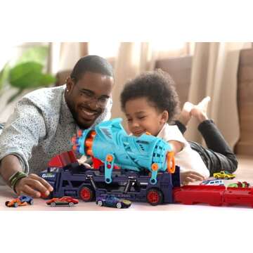 Aokesi Car Carrier Truck Toys for Kids, 4 in 1 Transport Truck Carrier Launcher Toys with 8 Alloy Car, Ideal Gift for Boys Aged 3+