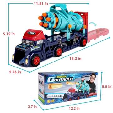 Aokesi Car Carrier Truck Toys for Kids, 4 in 1 Transport Truck Carrier Launcher Toys with 8 Alloy Car, Ideal Gift for Boys Aged 3+