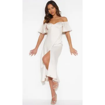 Satin Off Shoulder Formal Dress for Summer Events