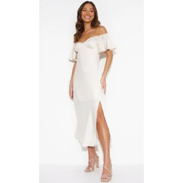 Satin Off Shoulder Formal Dress for Summer Events