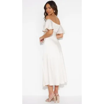Satin Off Shoulder Formal Dress for Summer Events