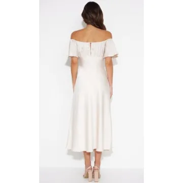 Satin Off Shoulder Formal Dress for Summer Events