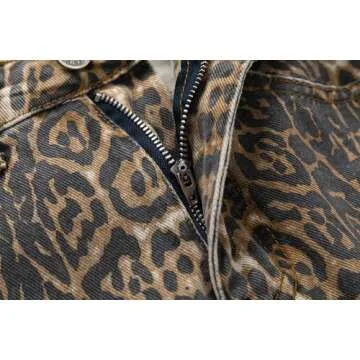 Ponitrack Y2k Leopard Pants Women High Waisted Cheetah Print Jeans Vintage Trendy Straight Leg Denim Streetwear (Leopard-Light,M,Medium)