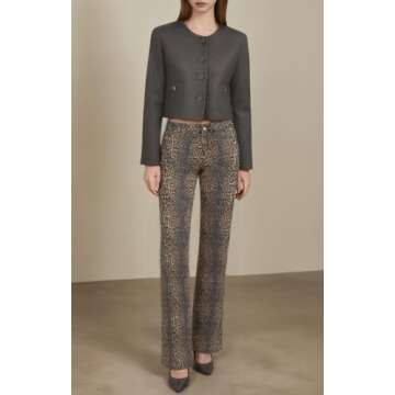 Ponitrack Y2k Leopard Pants Women High Waisted Cheetah Print Jeans Vintage Trendy Straight Leg Denim Streetwear (Leopard-Light,M,Medium)