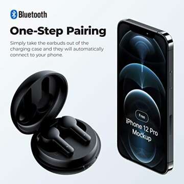 Tribit Wireless Earbuds, Active Noise Cancelling Bluetooth 5.0 Earbuds with Deep Bass ENC 4 Microphone, Smart Touch Control, 35 Hours Playtime for Work/Home/Office, FlyBuds NC, Black (BTHA1)