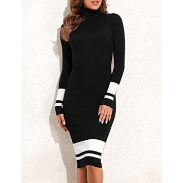 PrettyGuide Women's Turtleneck Midi Sweater Dress
