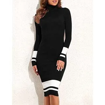 PrettyGuide Women's Turtleneck Midi Sweater Dress
