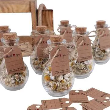 HTF Pack of 10 Wedding Gifts, Tea Party Favors for Women, Wedding Decor, Bridesmaid Gifts, Bridal Shower Gifts, Engagement Gift, Wedding Decorations for Guests (Jar, Chamomile)