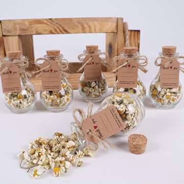 HTF Pack of 10 Wedding Gifts, Tea Party Favors for Women, Wedding Decor, Bridesmaid Gifts, Bridal Shower Gifts, Engagement Gift, Wedding Decorations for Guests (Jar, Chamomile)