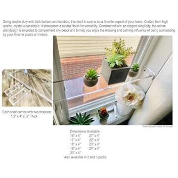 DistinctAndUnique Elegant and Sophisticated Floating Window Shelf (23, Single Shelf) - Crystal Clear Recessed Durable Strong Acrylic Trinket, Plants, Succulents Indoor Collection Display Stand Trendy