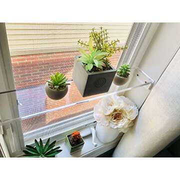 DistinctAndUnique Elegant and Sophisticated Floating Window Shelf (23, Single Shelf) - Crystal Clear Recessed Durable Strong Acrylic Trinket, Plants, Succulents Indoor Collection Display Stand Trendy