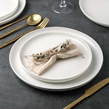 AmorArc Ceramic Dinnerware Sets, Wavy Rim Stoneware Plates and Bowls Sets, Highly Chip and Crack Resistant | Dishwasher & Microwave & Oven Safe Dishes set, Service for 4 (12pc)