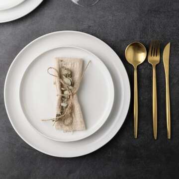 AmorArc Ceramic Dinnerware Sets, Wavy Rim Stoneware Plates and Bowls Sets, Highly Chip and Crack Resistant | Dishwasher & Microwave & Oven Safe Dishes set, Service for 4 (12pc)