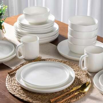 AmorArc Ceramic Dinnerware Sets, Wavy Rim Stoneware Plates and Bowls Sets, Highly Chip and Crack Resistant | Dishwasher & Microwave & Oven Safe Dishes set, Service for 4 (12pc)