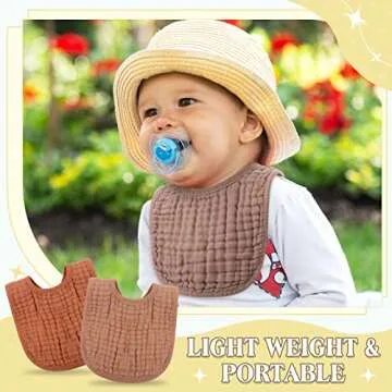 Frienda 8 Pcs Muslin Baby Bibs Cotton Bandana Drool Bibs Bulk for Newborn Infant 6 Absorbent Layers Feeding Accessory(Warm Colors)