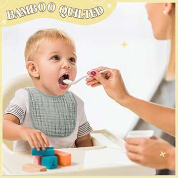 Frienda 8 Pcs Muslin Baby Bibs Cotton Bandana Drool Bibs Bulk for Newborn Infant 6 Absorbent Layers Feeding Accessory(Warm Colors)