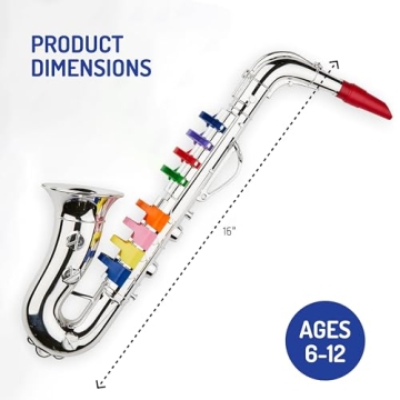 Click N' Play Toy Saxophone for Kids with 8 Colored Keys