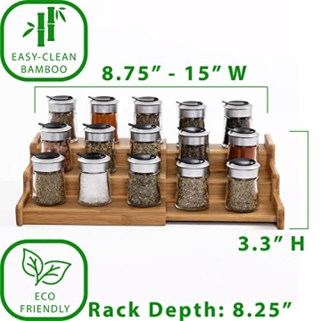 Seville Classics Bamboo 3-Tier Spice Rack Organizer