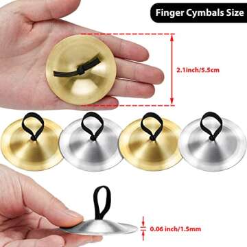 20 Pieces Finger Cymbals Belly Dancing Finger Dancing Finger Zills Musical Instrument for Dancer Party (Gold, Silver)