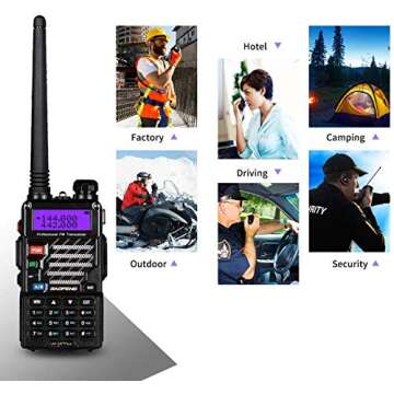 BAOFENG UV-5R+ Plus Two Way Radio, Long Range for Adults Rechargeable with Earpiece, Walkie Talkie for Outdoors, 144-148 420-450MHz, Qualette Series, Black