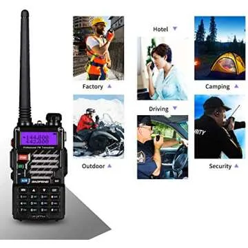 BAOFENG UV-5R+ Plus Two Way Radio, Long Range for Adults Rechargeable with Earpiece, Walkie Talkie for Outdoors, 144-148 420-450MHz, Qualette Series, Black