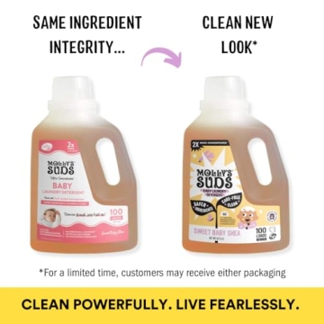 Molly's Suds Baby Liquid Laundry Detergent | Removes Formula, Poop & Spit-Up Stains | Extra Gentle for Infants, Babies, Toddlers (Sweet Baby Shea, 100 Loads)