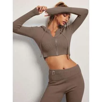 LILLUSORY 2 Two Piece Sets Women 2025 Fall Fashion Casual Trendy Sexy Y29K Clothes Sweatsuit Sweat Suit Matching Loungewear Lounge Pants Hoodies Sweater Outfits Clothing