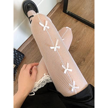 Cute Fishnet Stockings with Bow Tie for Women