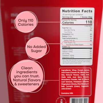 Jive 100% Grass Fed Protein Hydrator Clear Protein Powder - 25 Servings, 22g Protein, 110 Calories & w/Electrolytes - Strawberry Acai Lemonade - Clear Whey Isolate Protein