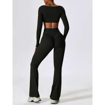 ABOCIW Women's 2 Piece Flare Leggings & Crop Top Set