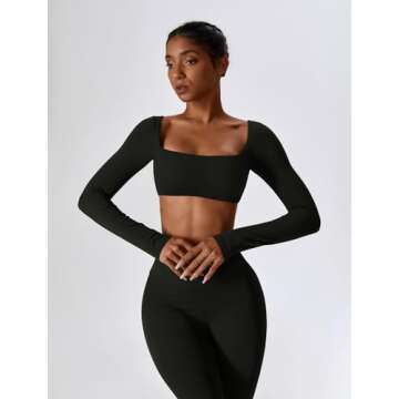 ABOCIW Women's 2 Piece Flare Leggings & Crop Top Set