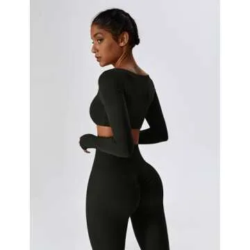 ABOCIW Women's 2 Piece Flare Leggings & Crop Top Set