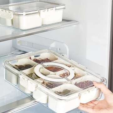 OURIZE Spice Container Masala Dabba Box, Kitchen Storage Organizer with 8 Removable Squares for Masala/Spice/Dry Fruit/Seasonings/Herb (Large), White, HQ110