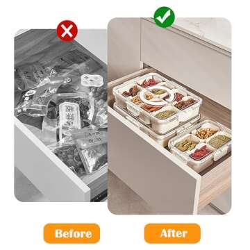 OURIZE Spice Container Masala Dabba Box, Kitchen Storage Organizer with 8 Removable Squares for Masala/Spice/Dry Fruit/Seasonings/Herb (Large), White, HQ110