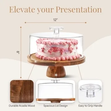 Elegant Acacia Wood Cake Stand with Lid for all Occasions