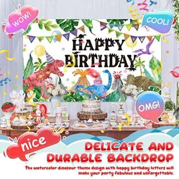 Watercolor Dinosaur Backdrop for Kids Birthday Parties