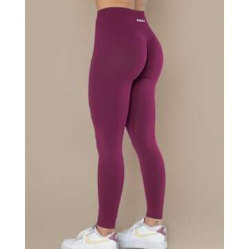 AUROLA Dream Collection Workout Leggings for Women High Waist Seamless Scrunch Athletic Running Gym Fitness Active Pants Magenta L
